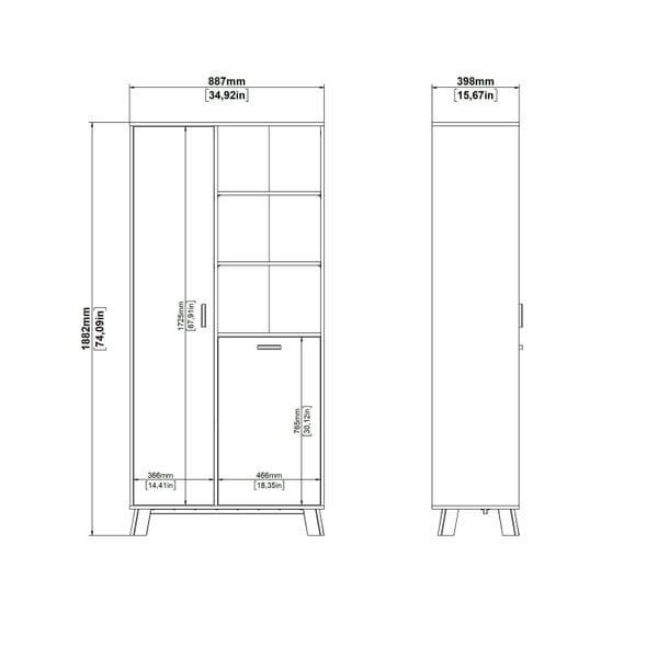 Wyld Haus Lira Jackson Hickory Oak Wood and White China Cabinet 2 Doors