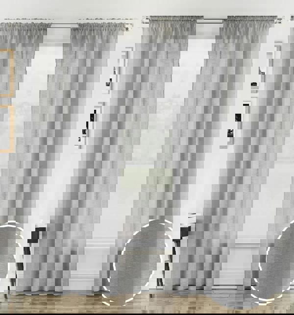 Tyrone Textiles Plain Linen-Look Voile Panels Pair with Rod Pocket Header