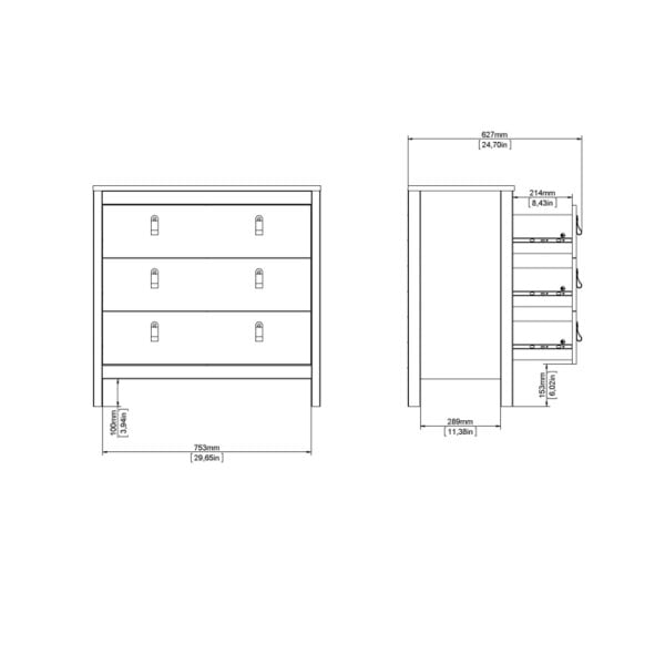Wyld Haus Wildberry Natural Oak Wood Chest 3 Drawers