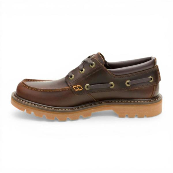 Caterpillar CAT (Caterpillar) Mens Tan Brown Leather Low-Cut Boots - Colorado Boat Lo