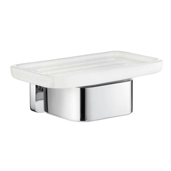 Polished chrome and porcelain soap dish