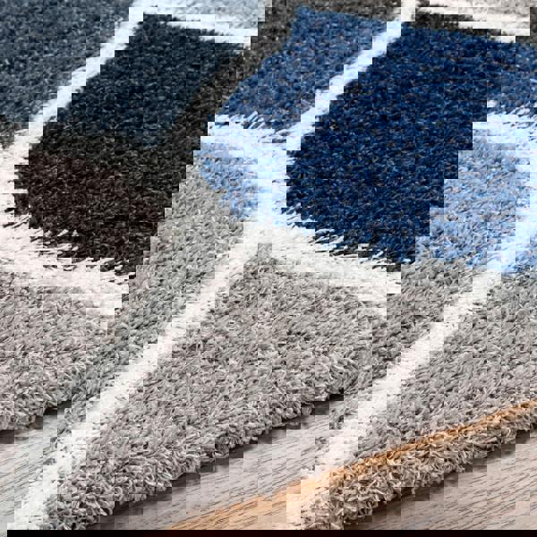 Livabliss Urban Shag-Modern Grey Charcoal Blue White Soft Plush Pile Rug