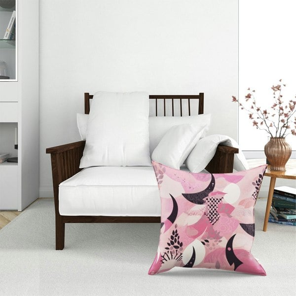 Warren Reed Abstract Pink Moon Pattern Floor Cushion