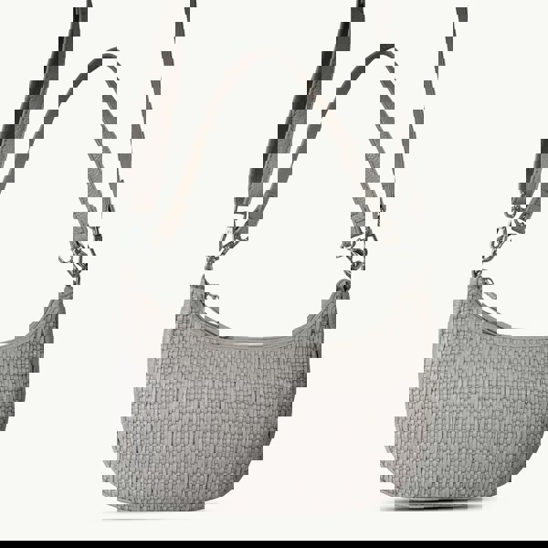 Real Hide Bags 'Wonder Weave' Ice Grey Real Leather Woven Designer Shoulder Crossbody Bag