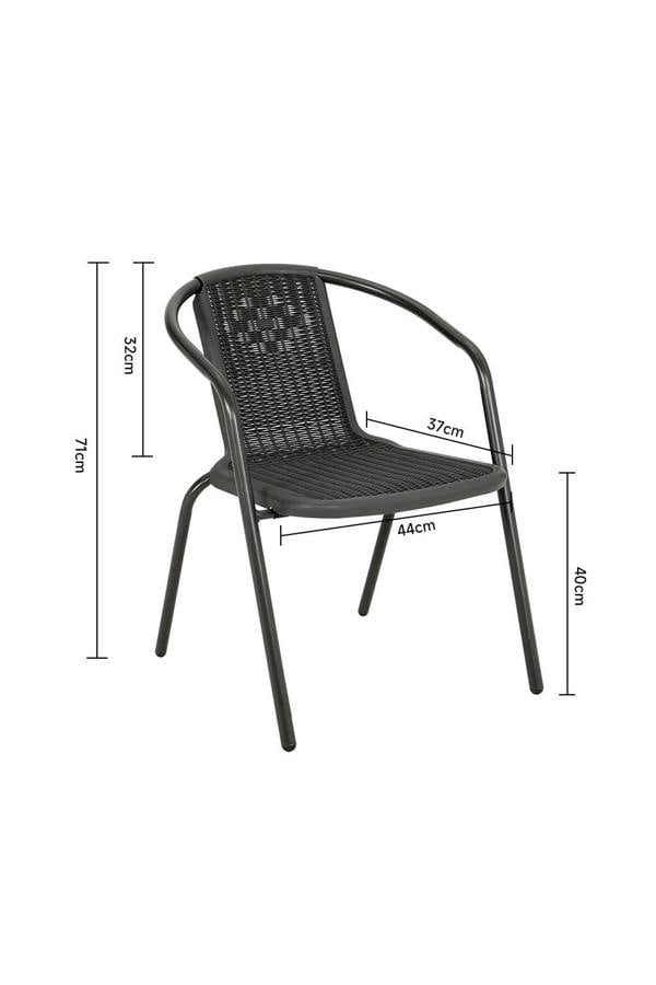Living and Home Rectangle Garden Tempered Glass Table with 4 PE Rattan Chairs