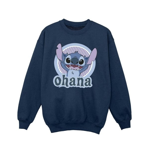 Disney Girls Lilo And Stitch Ohana Circle Sweatshirt - Navy Blue