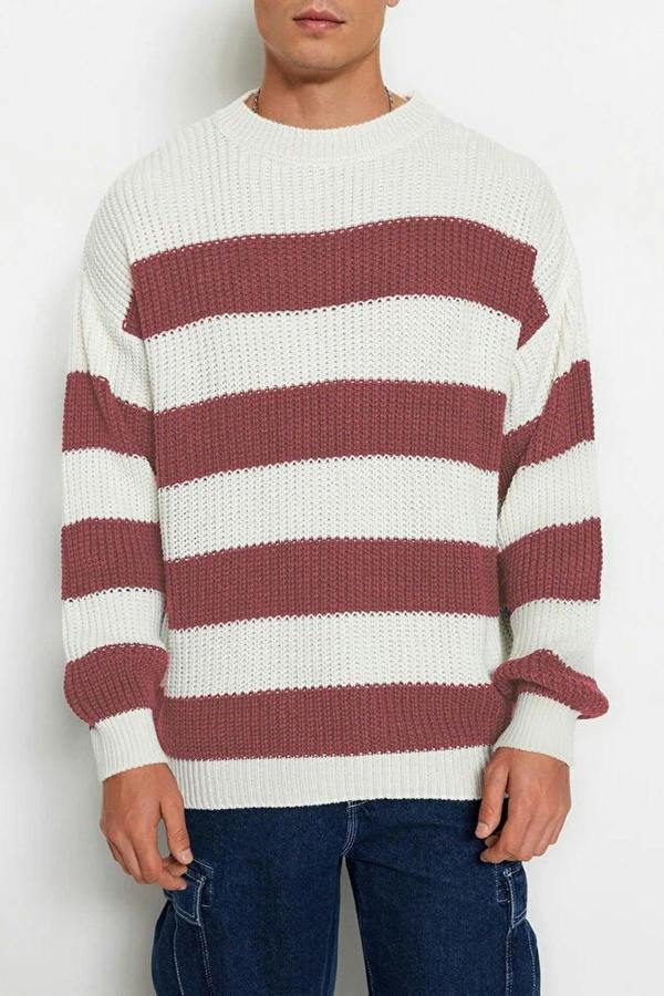 WOVCOR Crew Neck Striped Knit Men's Sweater