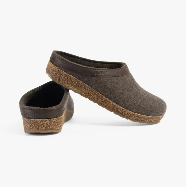 Haflinger TORBEN Womens Felt Clogs Mottled Brown