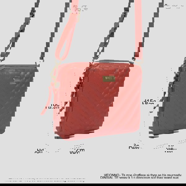 Assots London 'IRIS' Red Quilted Soft Pebble Grain Leather Crossbody Bag