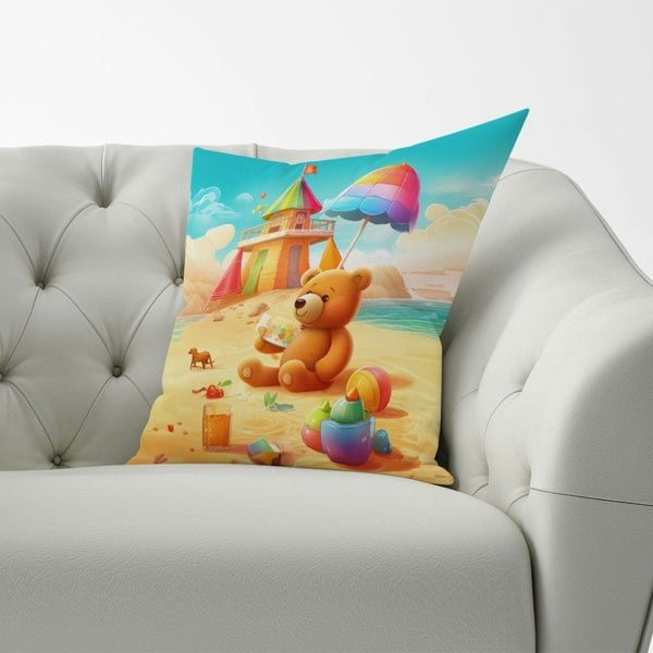 Warren Reed Bear On A Beach Holiday Cushions