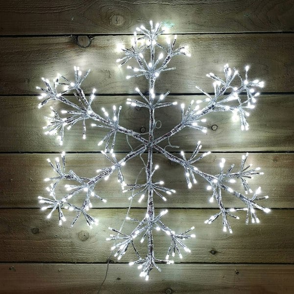 Samuel Alexander Premier 60cm Silver Starburst Snowflake Wall Window Decoration with 300 White LEDs
