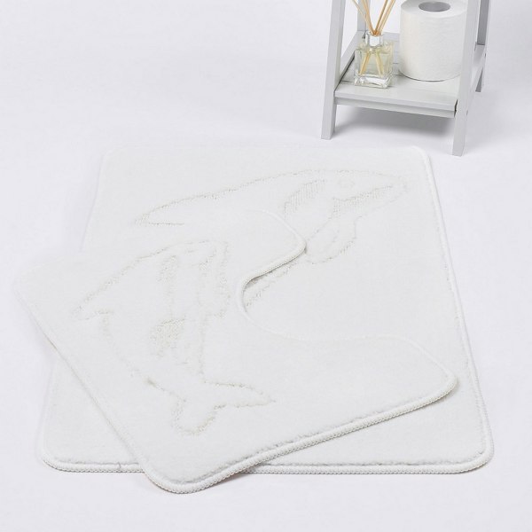 HomeSpace Direct Dolphin Anti-Slip Bath Mat and Pedestal Mat 2 Piece Set