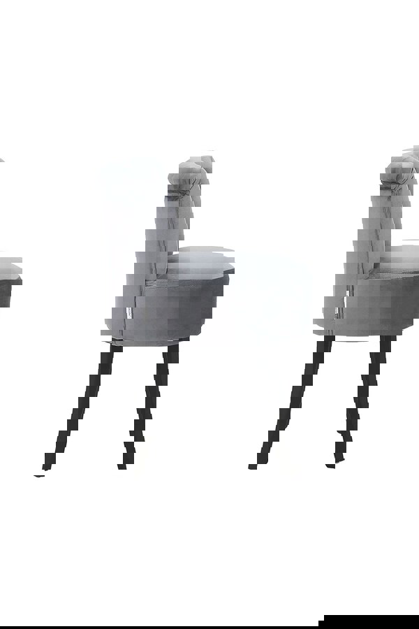 Living and Home Grey Velvet Button Tufted Upholstered Footstool for Dressing Table