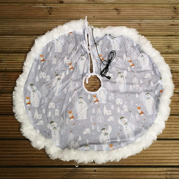 Samuel Alexander 90cm The Snowman™ USB LED Fabric Christmas Tree Skirt with Timer Function