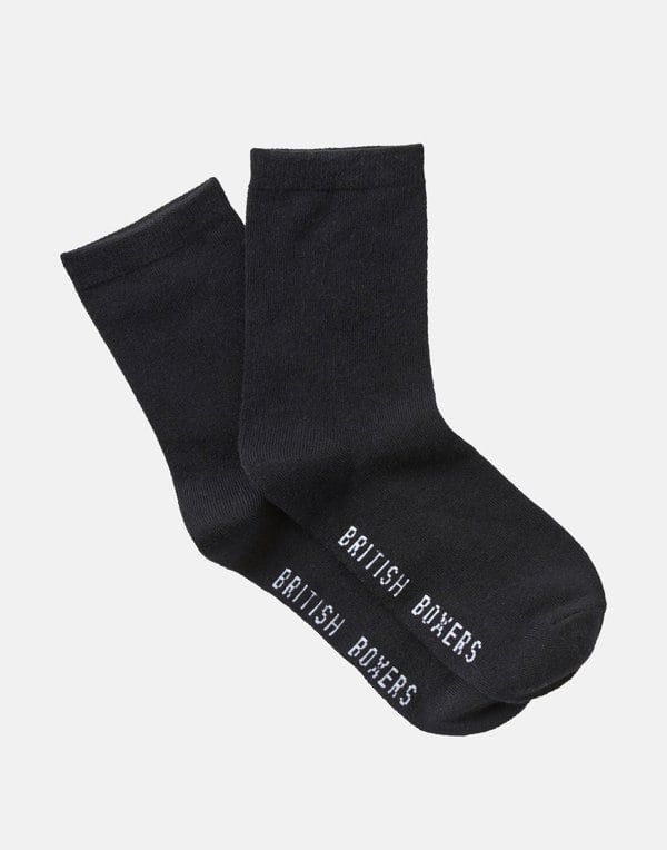 British Boxers Women's Bamboo Four-Pair Sock Gift Box – Black