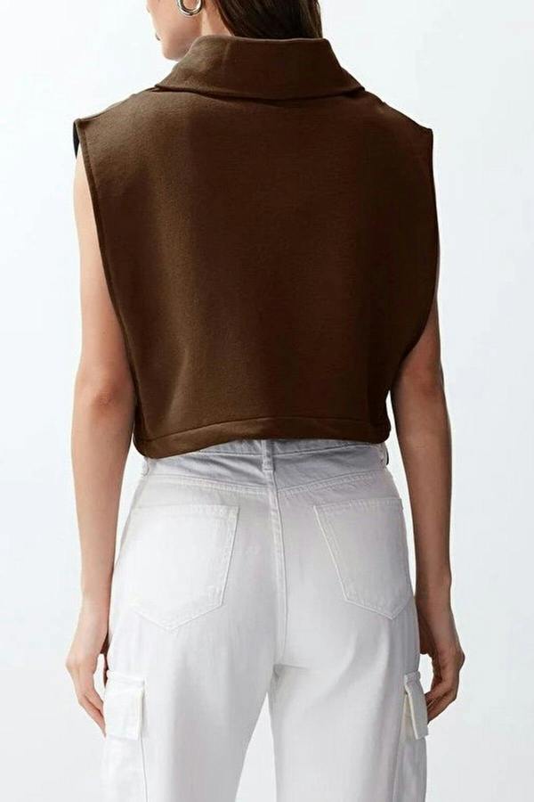 WOVCOR Stand Collar Moon Sleeve Thick Zippered Vest