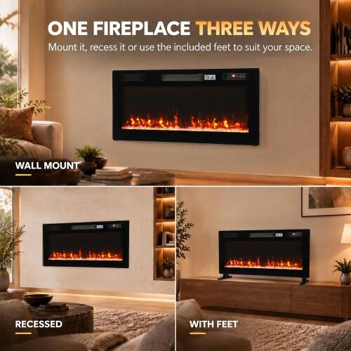 HOMCOM 3 IN 1 Electric Fireplace with 12 Flame Colours, 5 Brightness, 92cm