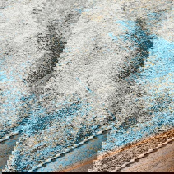 Livabliss San Francisco-Abstract Blue Grey Yellow Modern Marble Rug