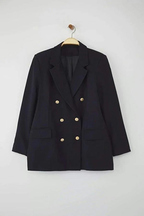 WOVCOR Lined Double-Breasted Woven Blazer Jacket