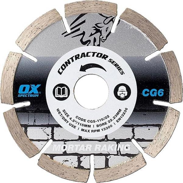 Ox Tools Ox Contractor Diamond Blade - Mortar Raking - 115-22.23mm