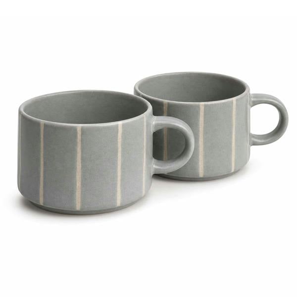 grey striped ceramic coffee mugs