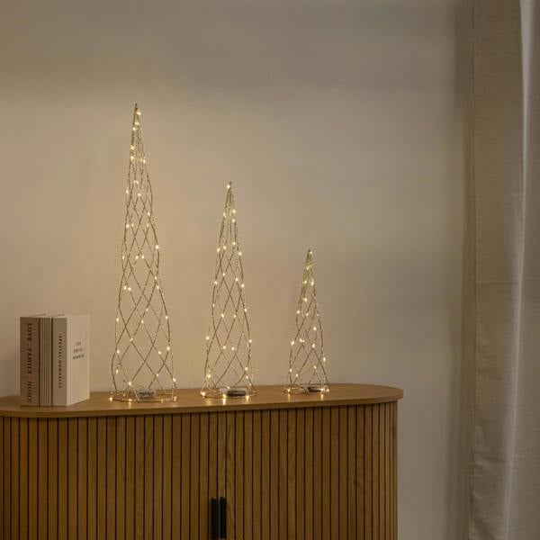 Samuel Alexander Set of 3 Light up Gold Spiral Christmas Tree Decoration with LEDs