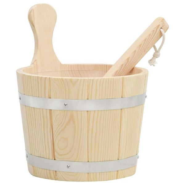 Berkfield Sauna Bucket and Ladle Set Solid Wood Pine
