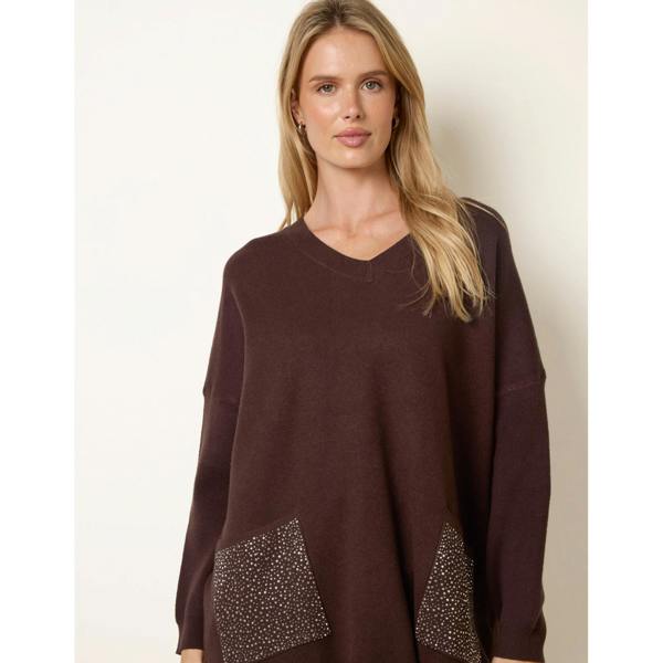 Blue Vanilla Diamante Pocket Knit Jumper