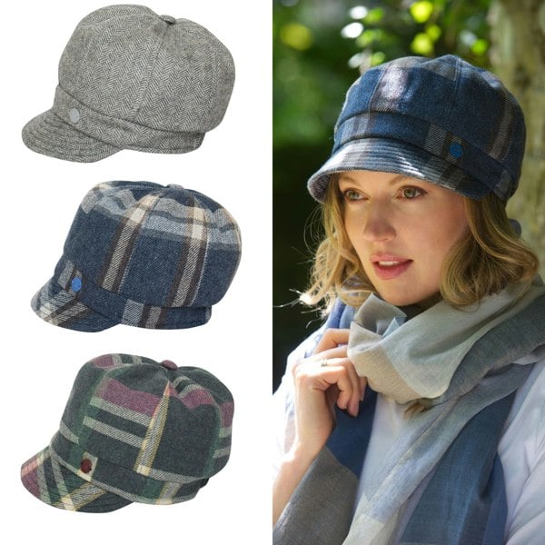 Earth Squared Tweed Ladies Hat – Wool Blend Baker Boy / Gatsby Style