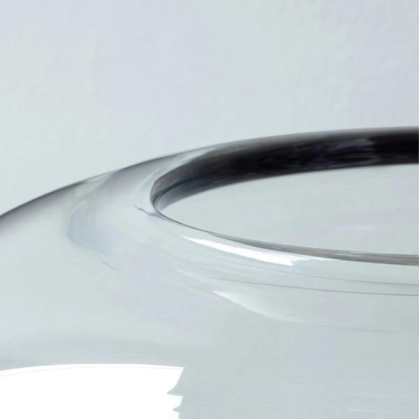 LSA Oblate Glass Vase Lantern 21.5cm with Walnut Base Clear