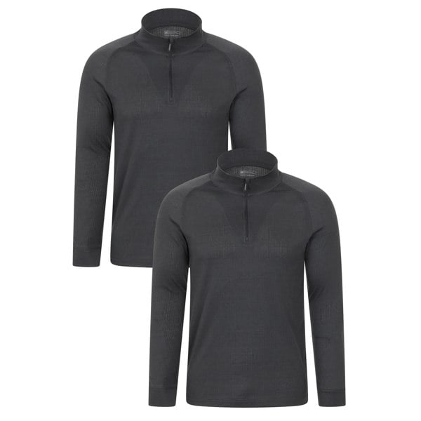 Mountain Warehouse Mens Talus Base Layer Top (Pack of 2) - Charcoal