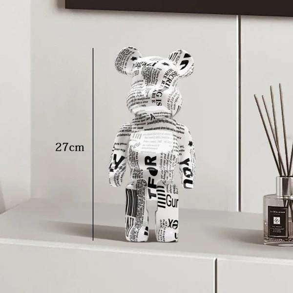 Graffiti Bear Resin Statue Decor | Modern Colourful Bear Ornament 27cm
