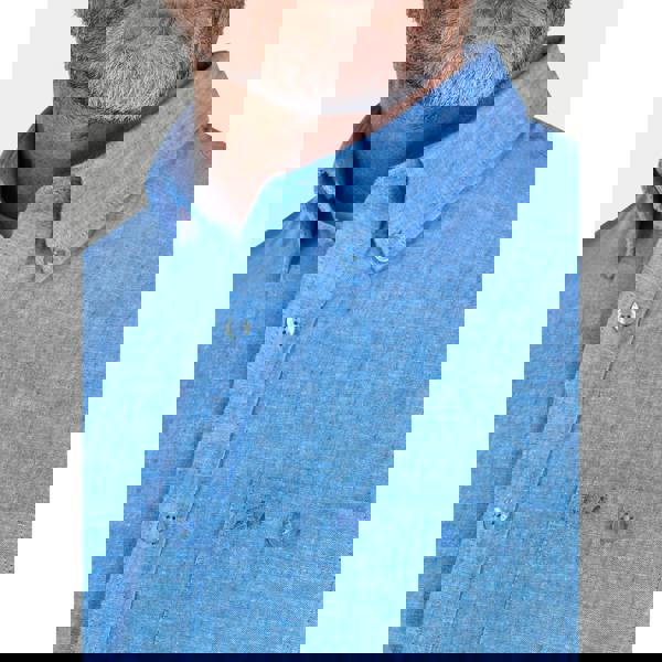 Raging Bull Mens Classic Linen Short-Sleeved Shirt - Electric Blue - 