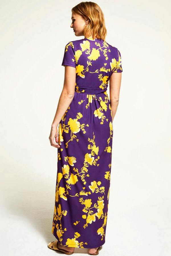 HotSquash Floral Short Sleeved Empire Line Maxi Dress