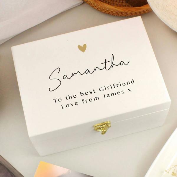 Personalised Gold Heart Memory Box - alternative angle