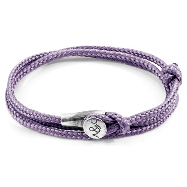 Anchor & Crew Lilac Purple Dundee Silver and Rope Bracelet