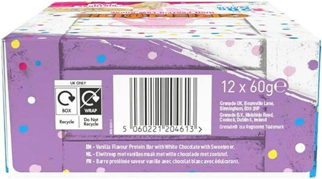 Grenade High Protein, Low Sugar Bar - Birthday Cake, 12 x 60 g
