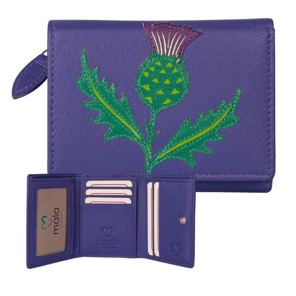 Mala Leather Hamilton Scottish Thistle Compact Leather Purse