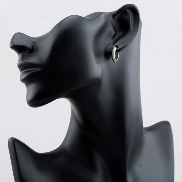 T. H. Baker Sterling Silver Rhodium Plated Cubic Zirconia Hoop Earrings  8.58.9994