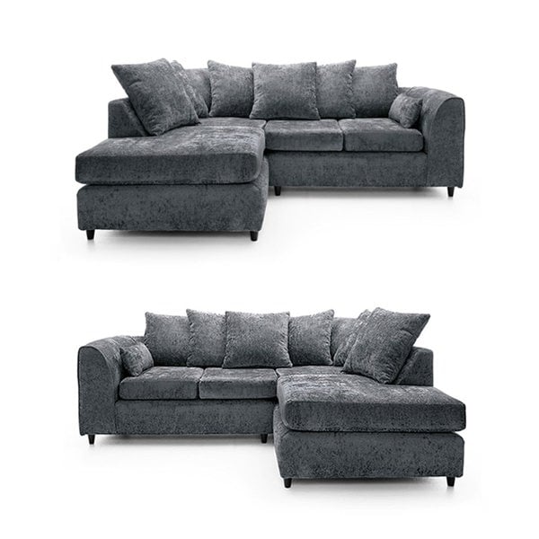 SQUAREBOXX Dylan Chenille 4 Seater Fabric Corner Sofa in Grey