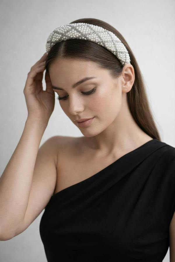 SVNX Lattice Style Crystal Gems and Pearl Headband