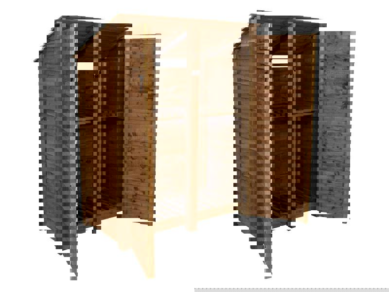 Arbor Garden Solutions Wooden Log Store (Roof Sloping Back) with Door and Shelf W-146cm, H-126cm or 180cm, D-88cm - Brown Finish