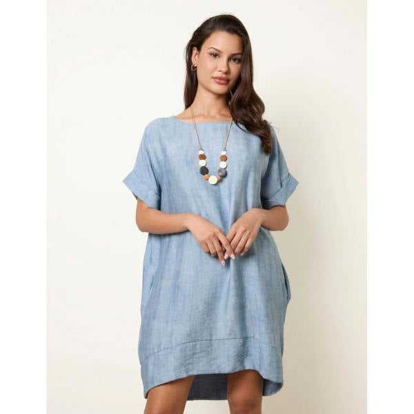 Blue Vanilla Washed Effect Tunic Dress
