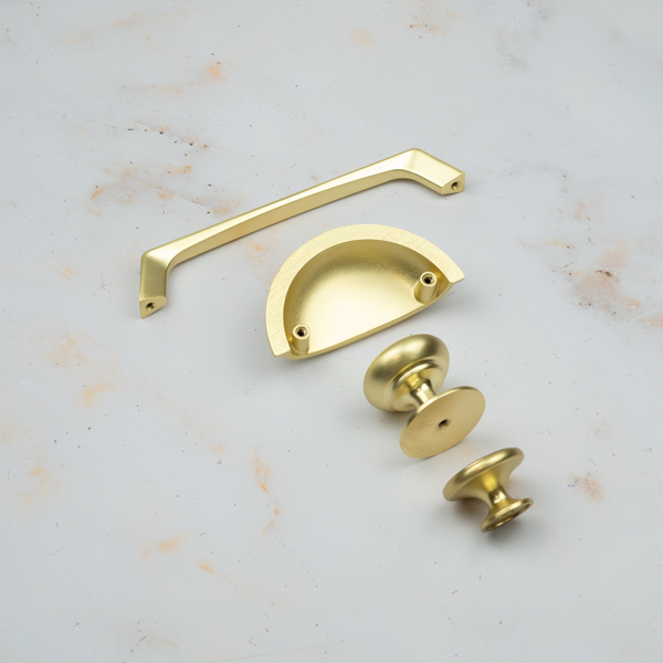 Handle & Home Brushed Brass Contemporary Handles and Coordinating Knobs