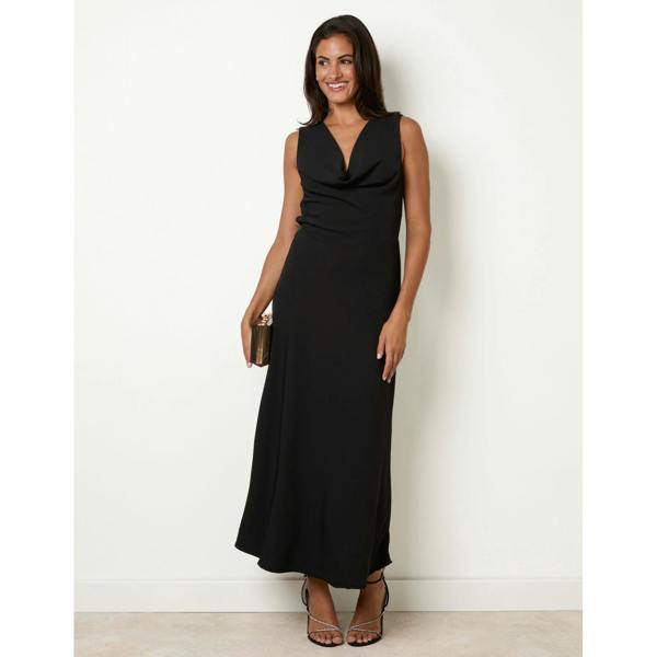 Blue Vanilla Draped Cowl Neck Dress