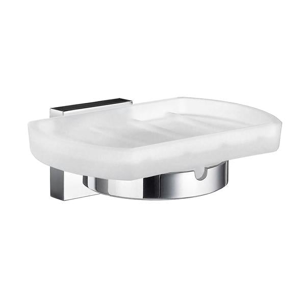 Polished chrome and frosted glass soap dish
