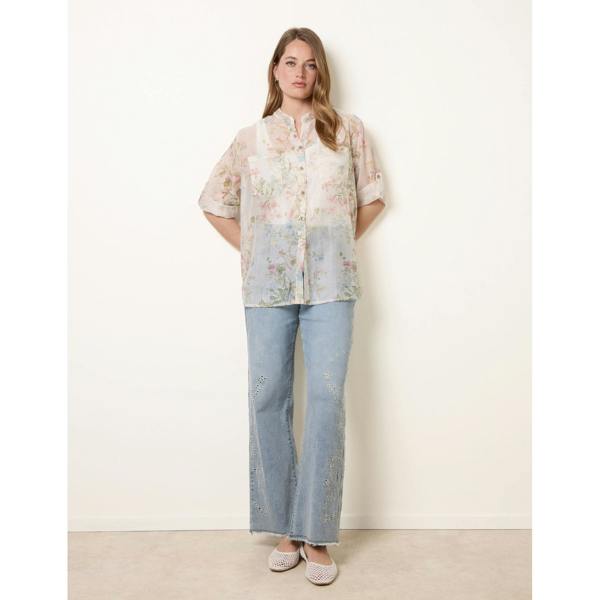 Blue Vanilla Sheer Floral Shirt