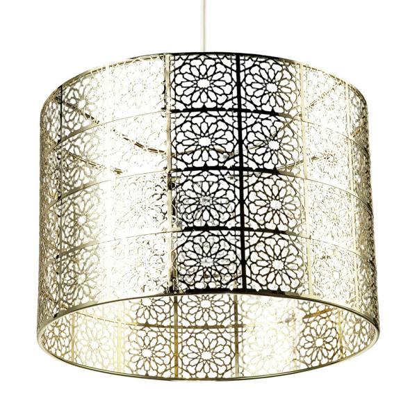 Moroccan Inspired Ceiling Pendant Light Shade in Plated Gold Finish Image 5