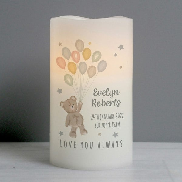 Personalised Memento Company Personalised Teddy & Balloons Nightlight LED Candle