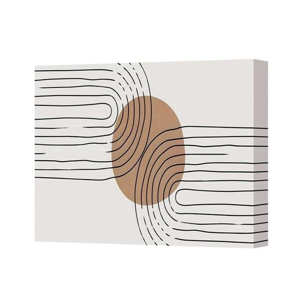 Benjamin Tate Design Canvas Wall Art Abstract Line Pattern With Brown Circle Design